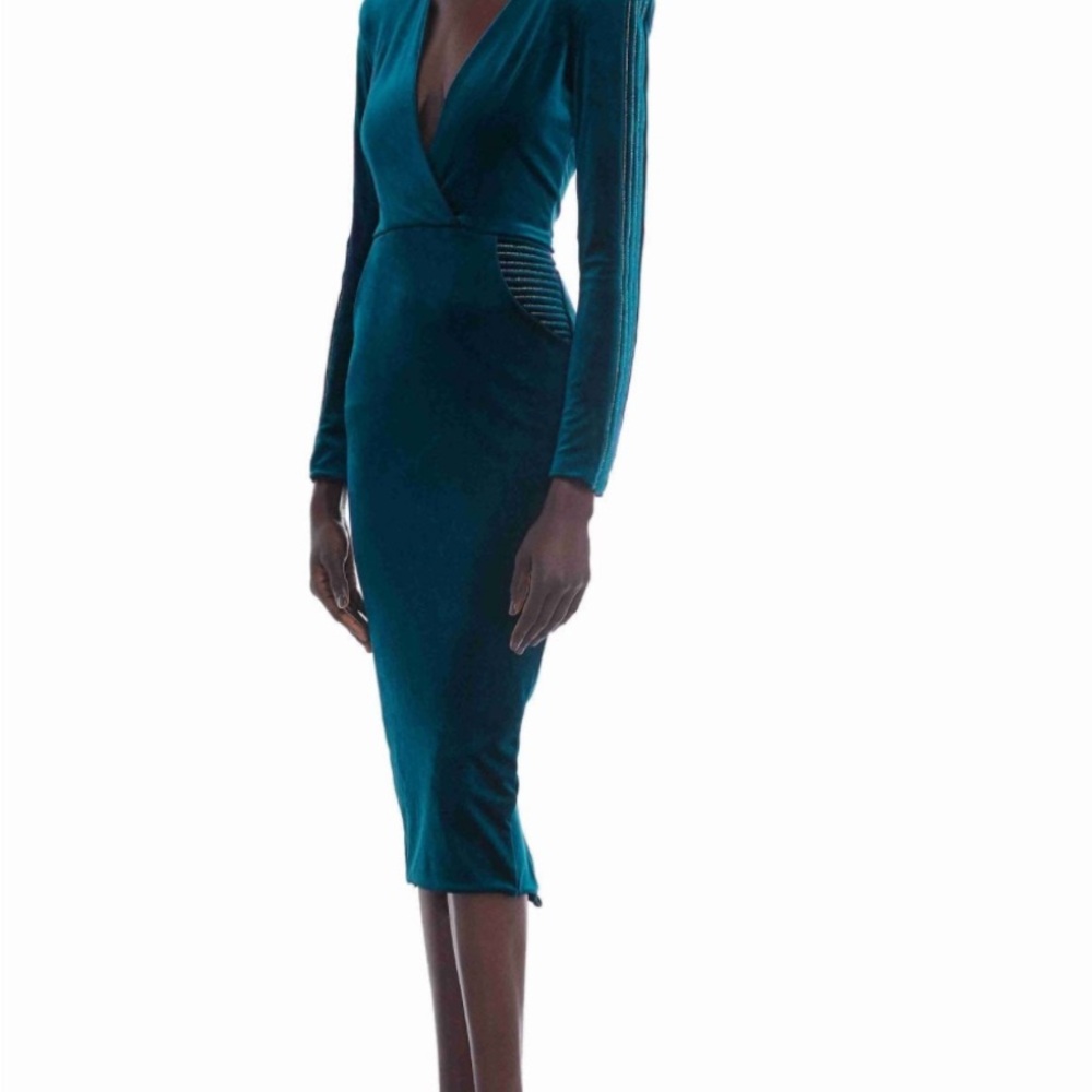 Elegant Teal Long Sleeve Dress